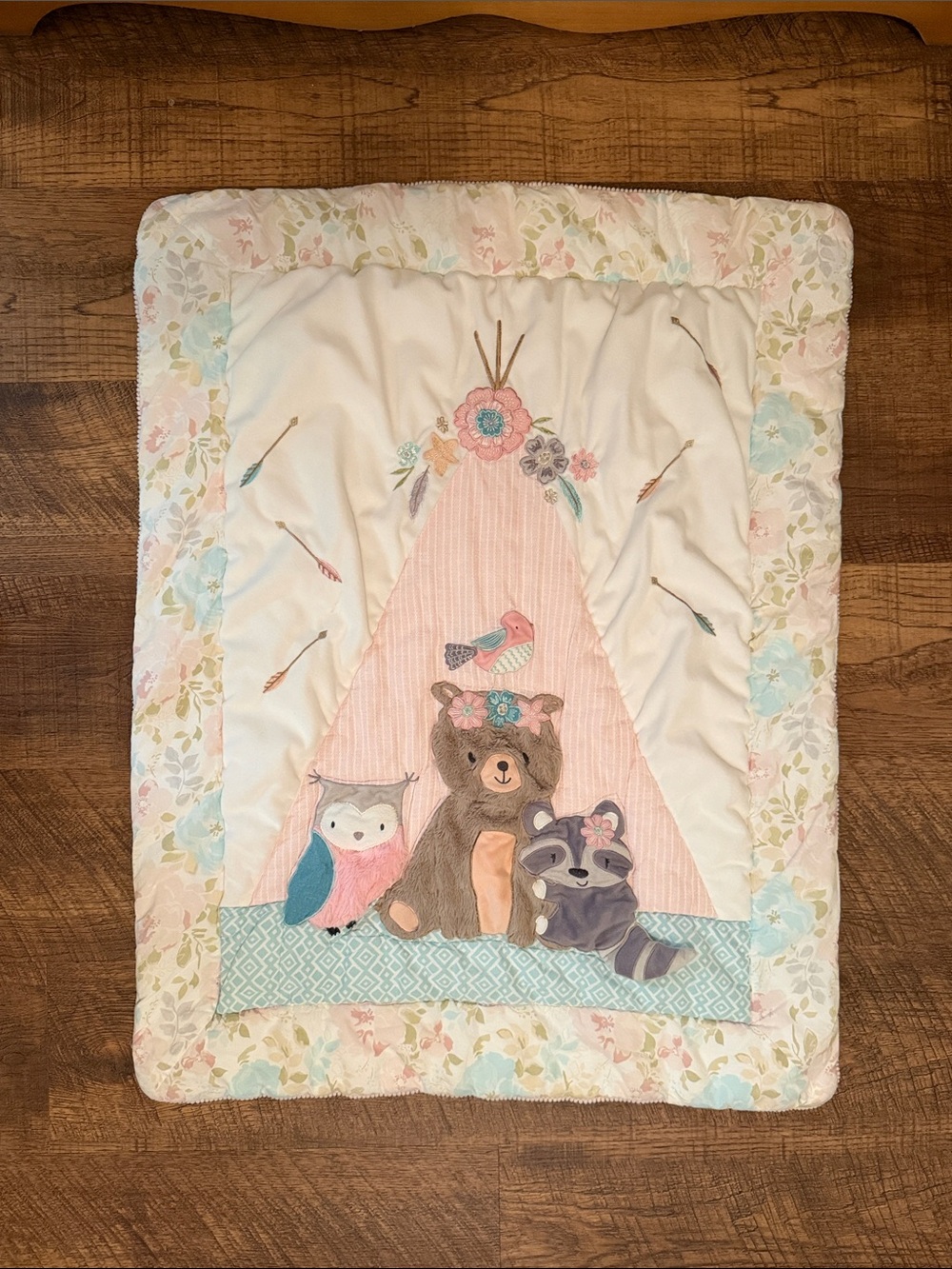 Levtex Baby Woodland Forest Teepee Floral & Mint Baby Blanket